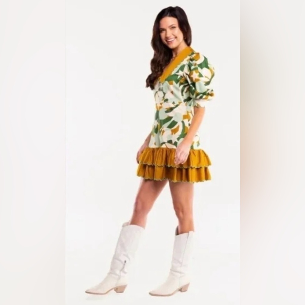 Alden Adair Piper scalloped, ruffled mini dress XS